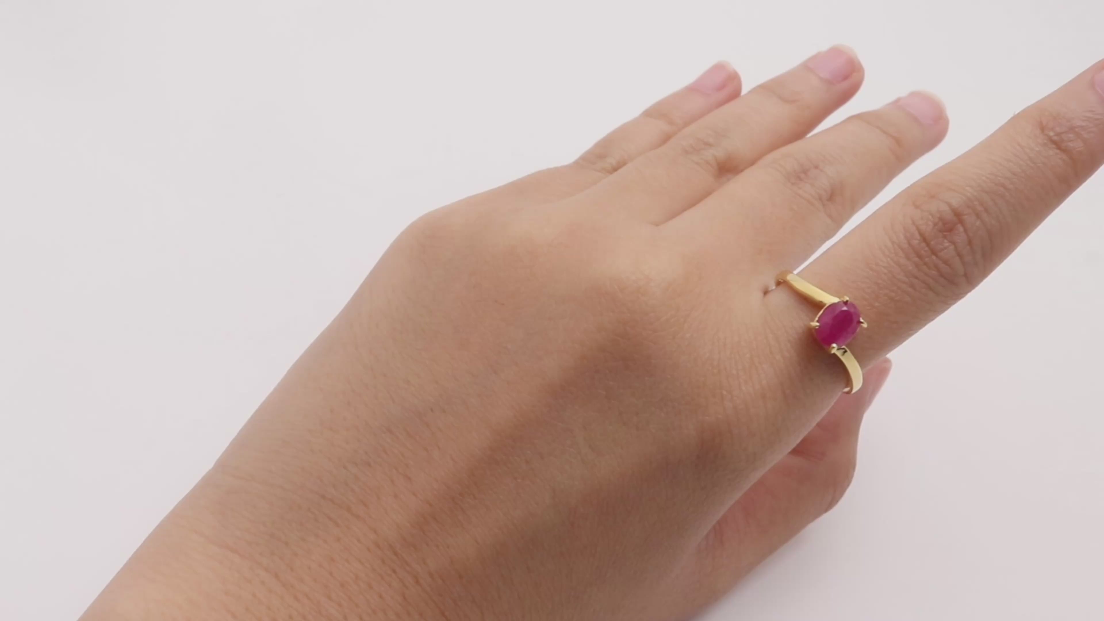 Natural Ruby Solitaire Ring in 18K Gold
