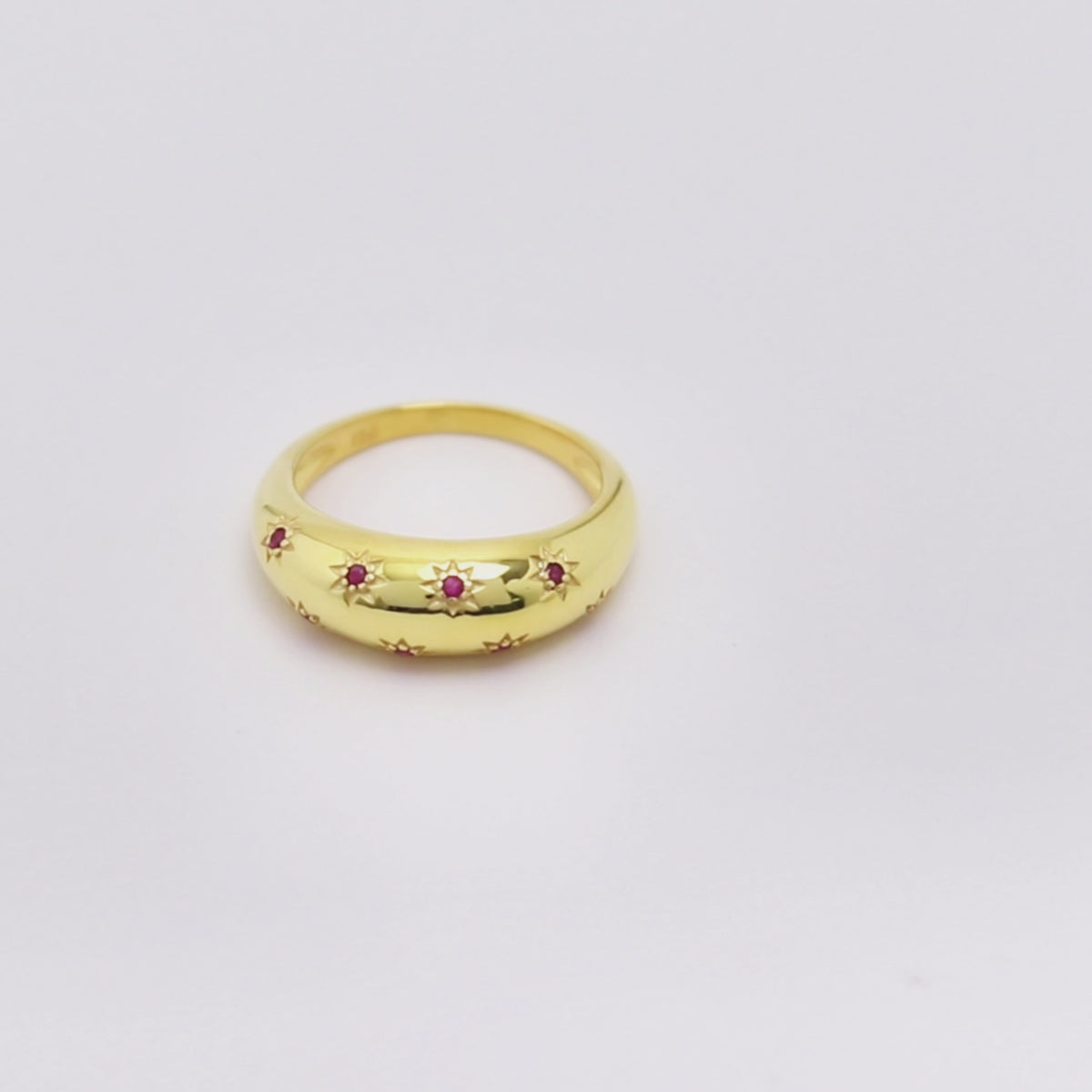 Ruby Dome Ring in 18K Gold-Plated Sterling Silver