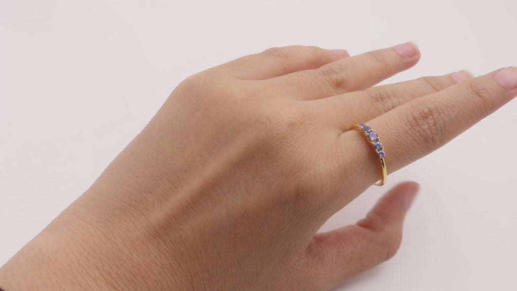 Tanzanite Five Stone Ring in 18K Gold