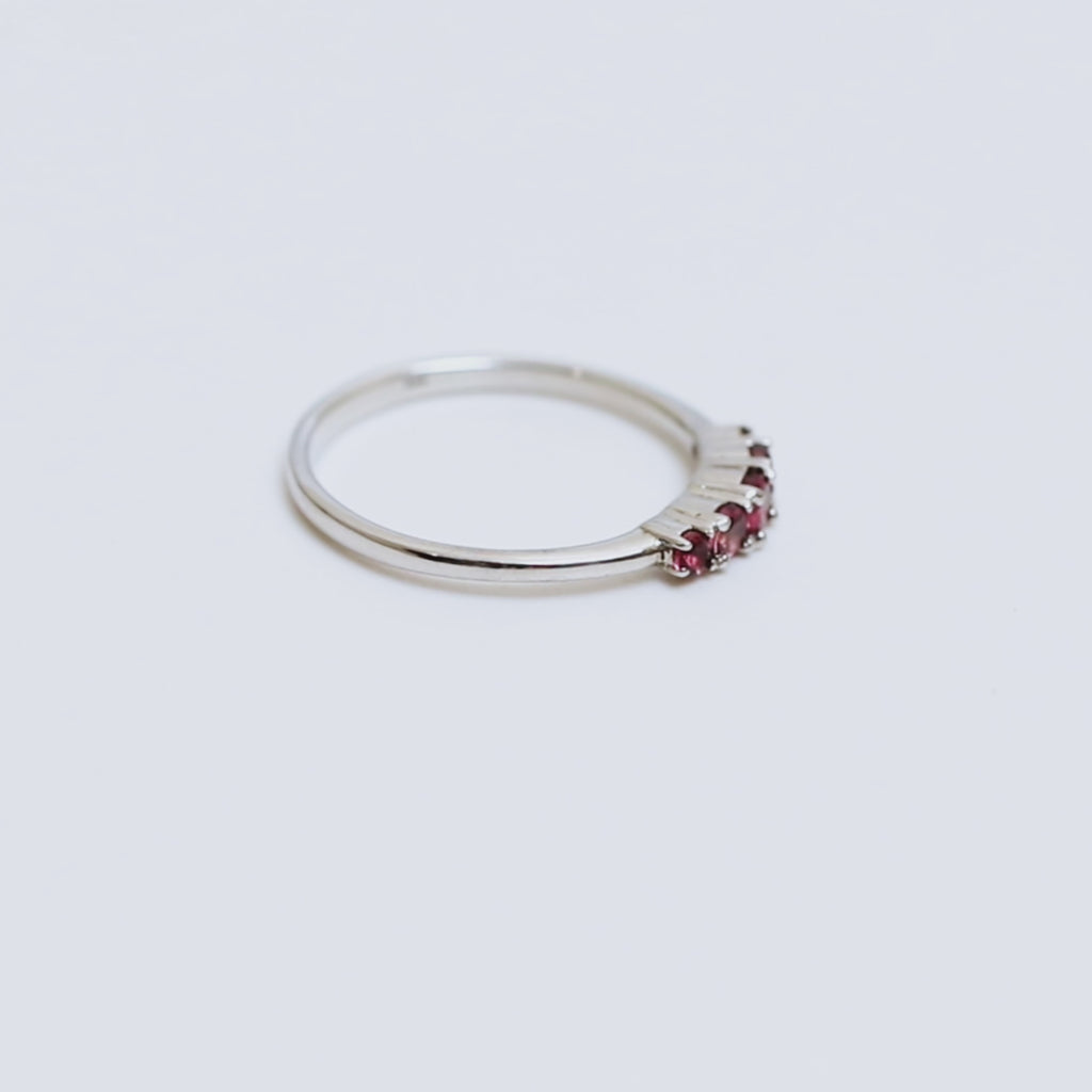 Pink Tourmaline Five Stone Ring in 925 Sterling Silver