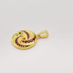 Luxury Ruby Twisted Pendant in 18K Gold-Plated Sterling Silver