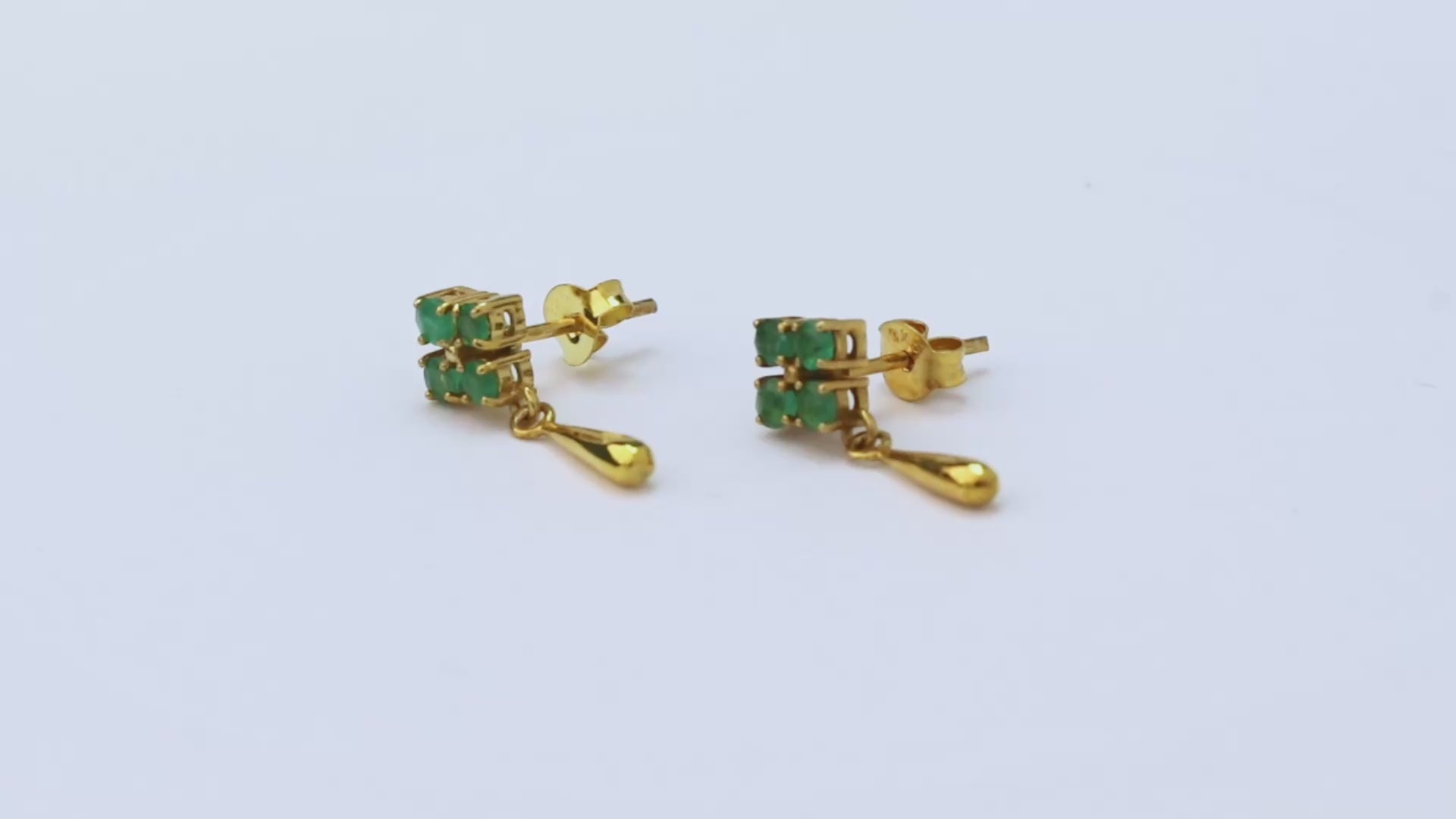 Atelier – PetalTeardrop Emerald Earrings – 14K Gold Plated Silver