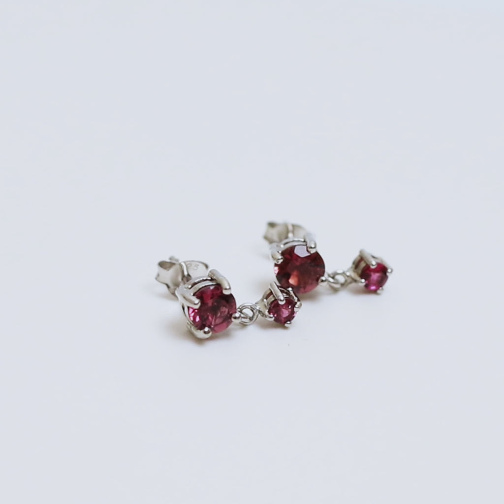Minimalist Pink Tourmaline Dangle Earrings in 925 Sterling Silver