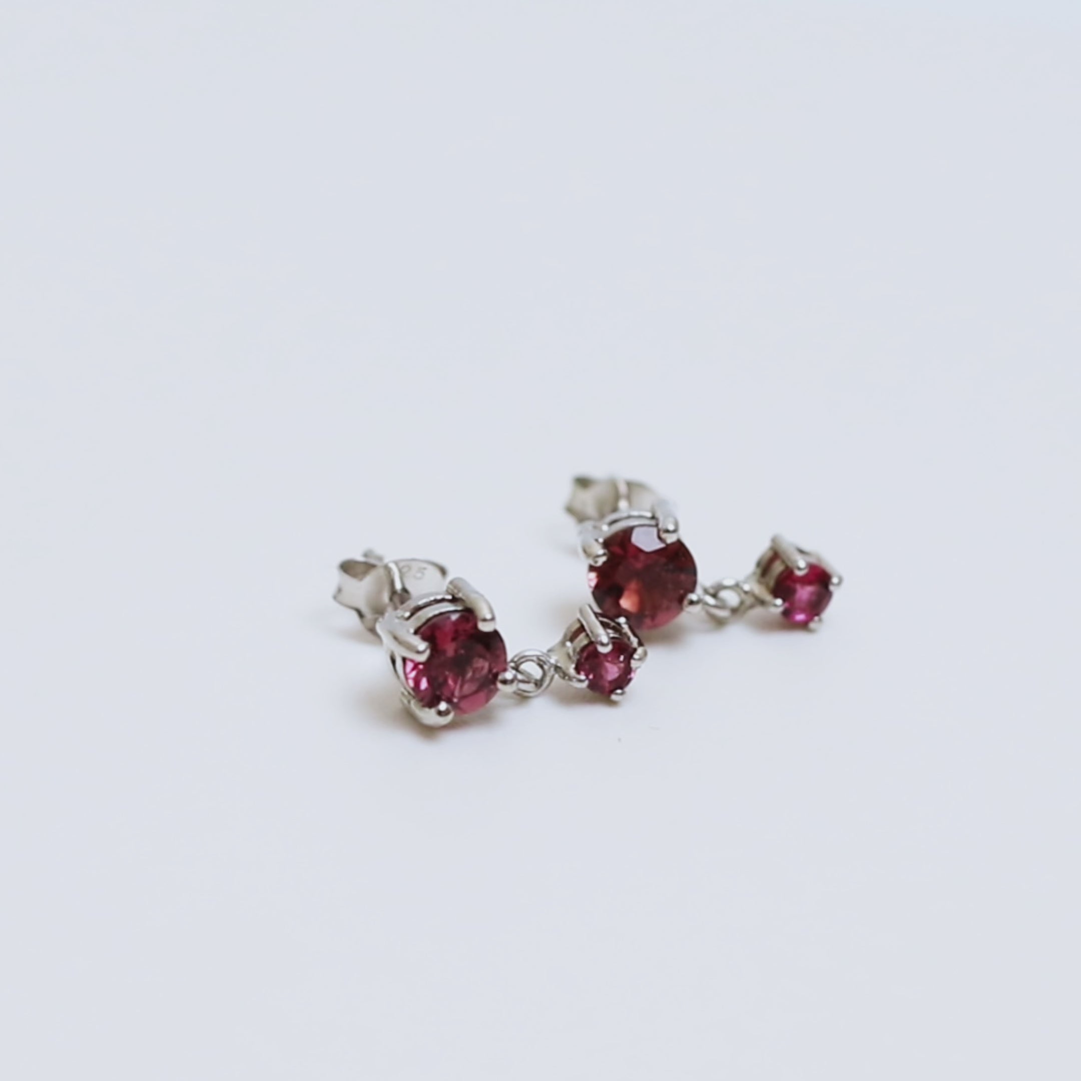 Minimalist Pink Tourmaline Dangle Earrings in 925 Sterling Silver