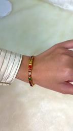 Women's gold plated sterling silver bracelet with multi gemstones