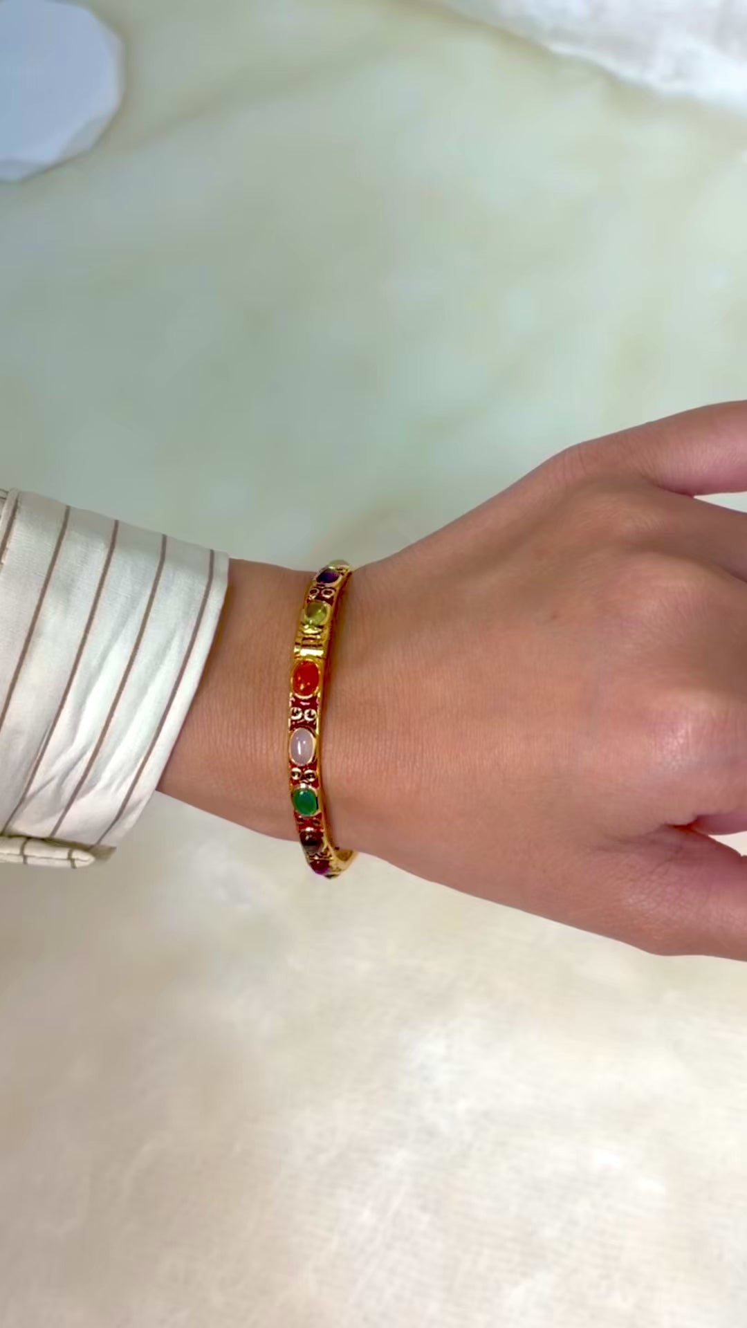 Women's gold plated sterling silver bracelet with multi gemstones