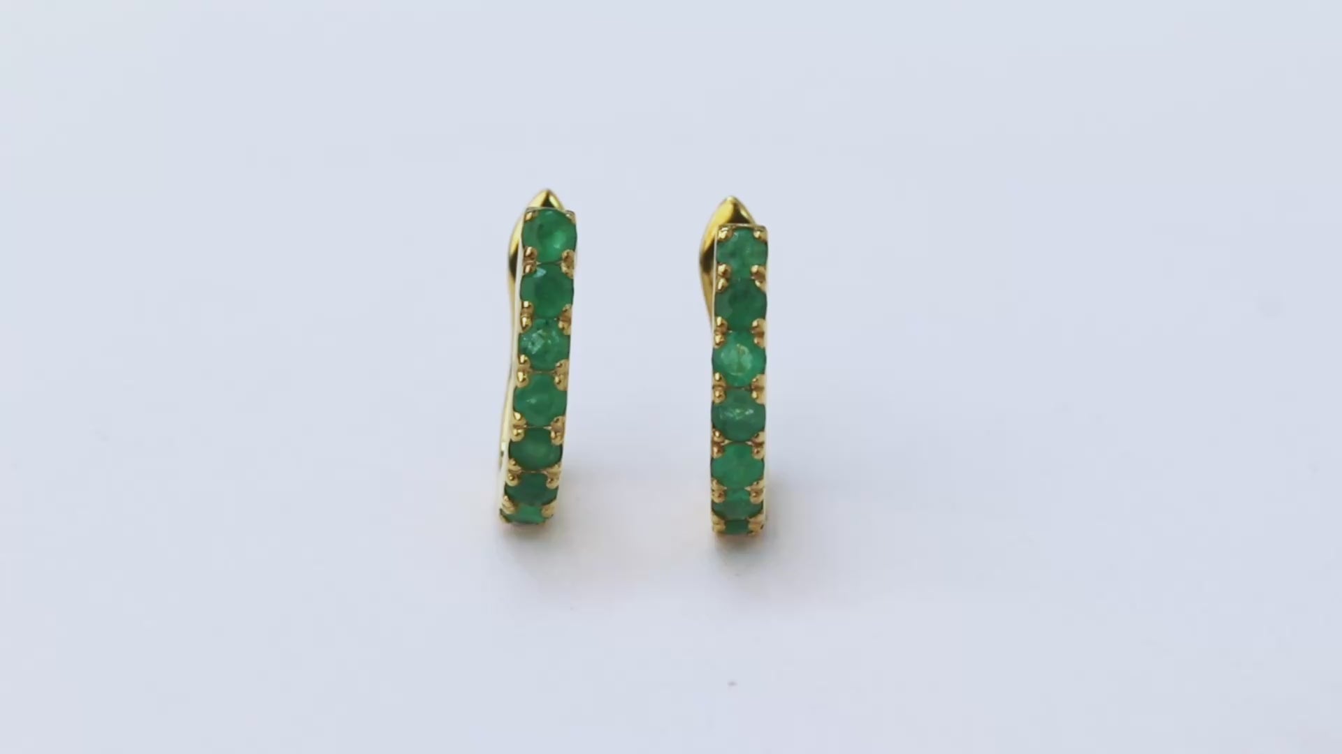 Atelier – GemLine Emerald Hoop Earrings – 14K Gold Plated Silver