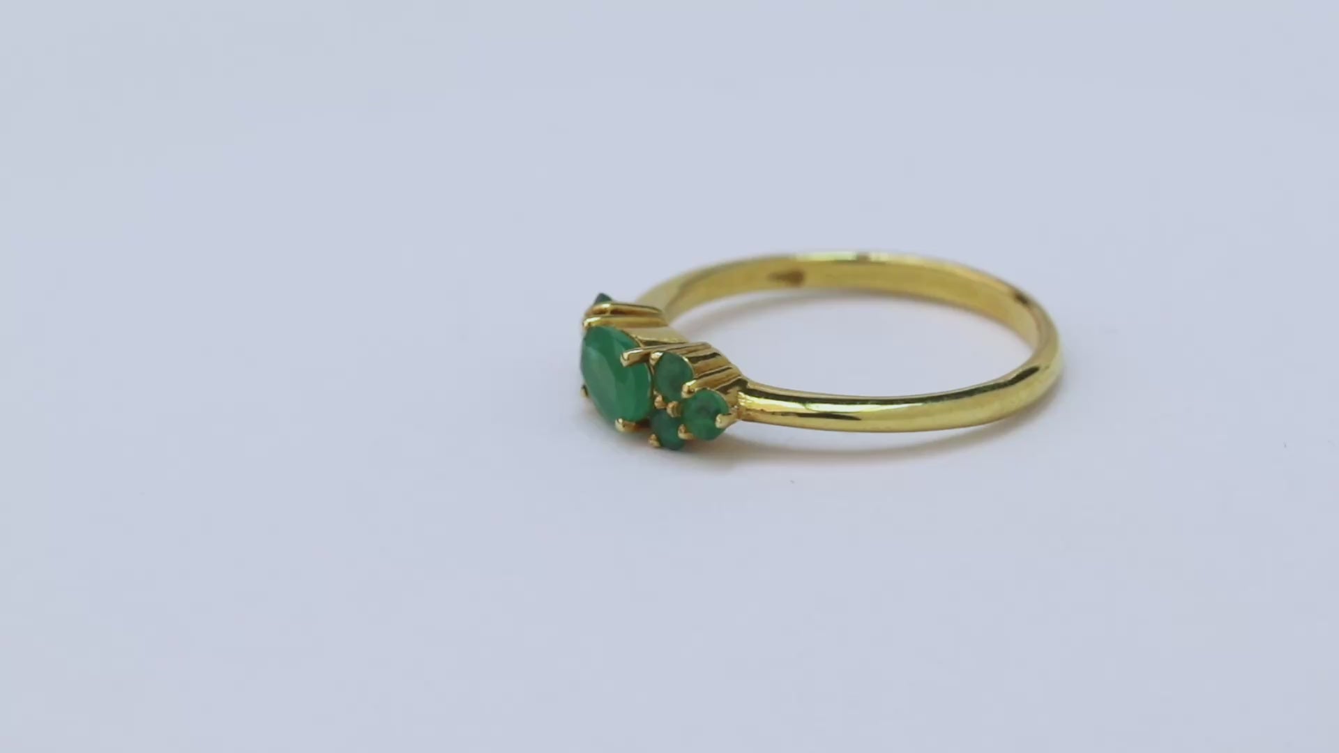Signature – Emerald Celeste Cluster Ring – 14K Gold Plated Silver