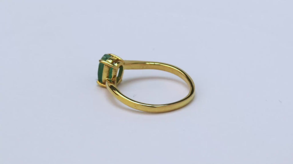 Signature – Emerald Aura Solitaire Ring – 14K Gold Plated Silver