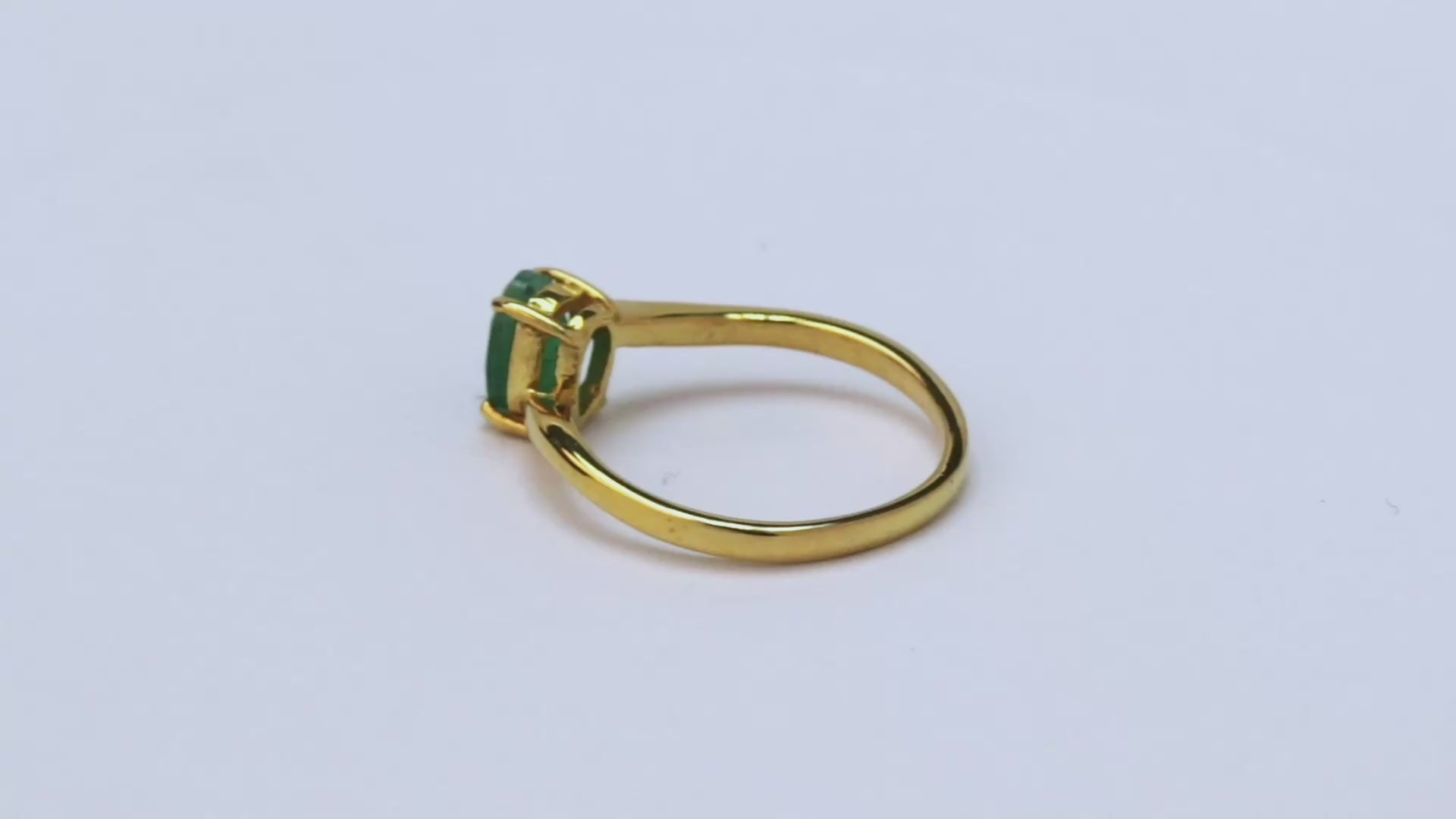 Signature – Emerald Aura Solitaire Ring – 14K Gold Plated Silver