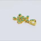 Emerald Snowflake Pendant Necklace Charm in 18K Gold
