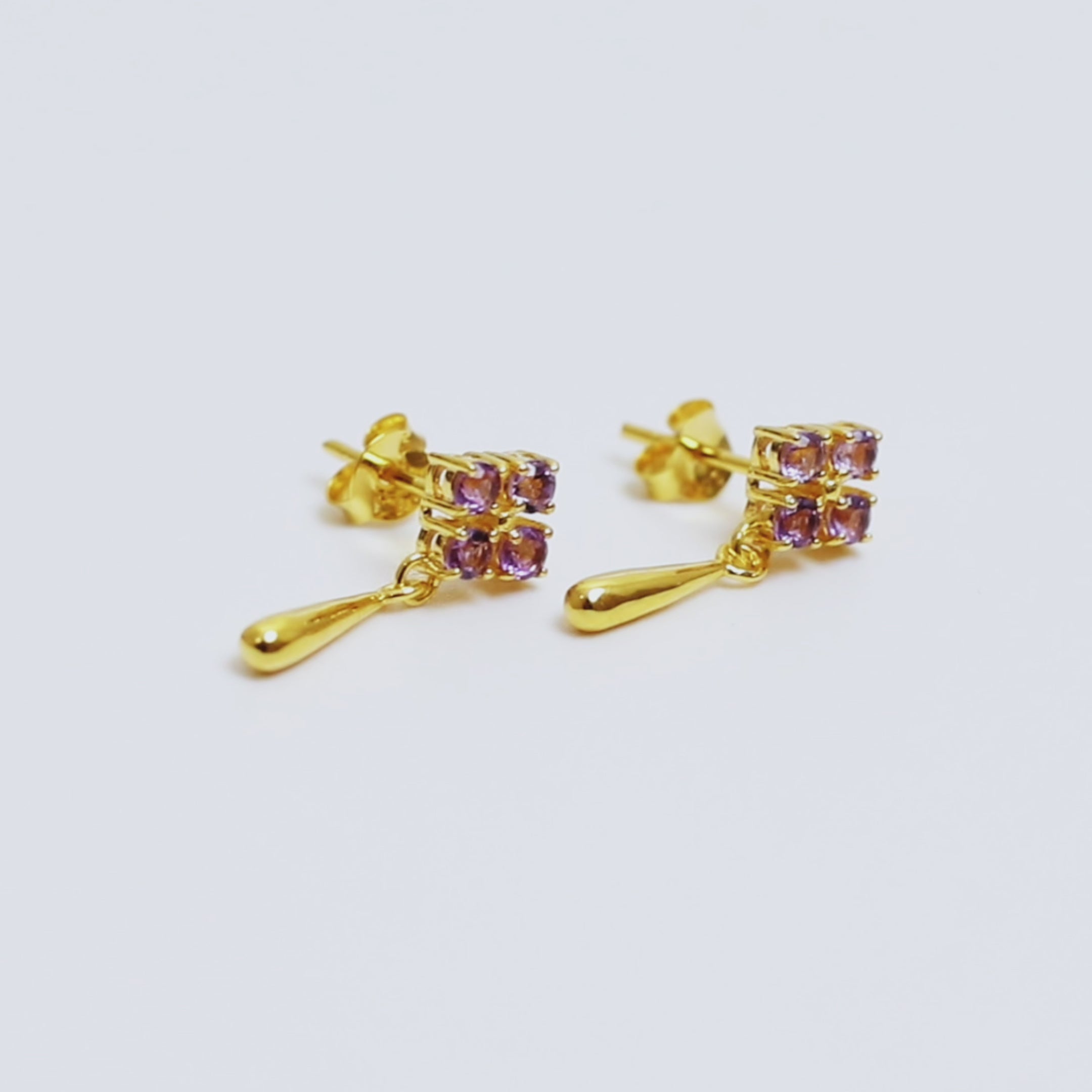 Orecchini Pendenti con Ametista in Oro 18K