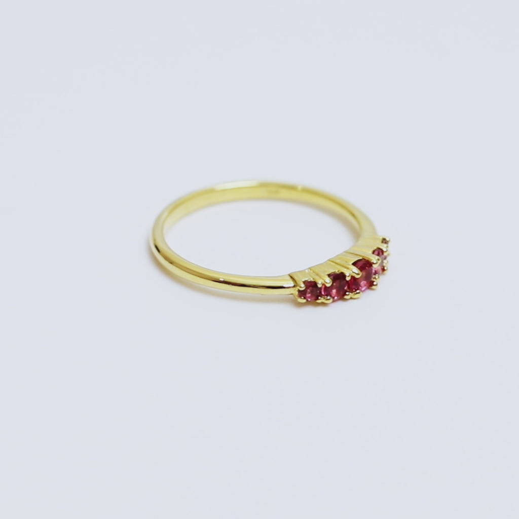 Pink Tourmaline Five Stone Ring in 18K Gold
