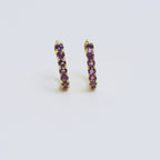 Amethyst Huggie Hoop Earrings in 18K Gold