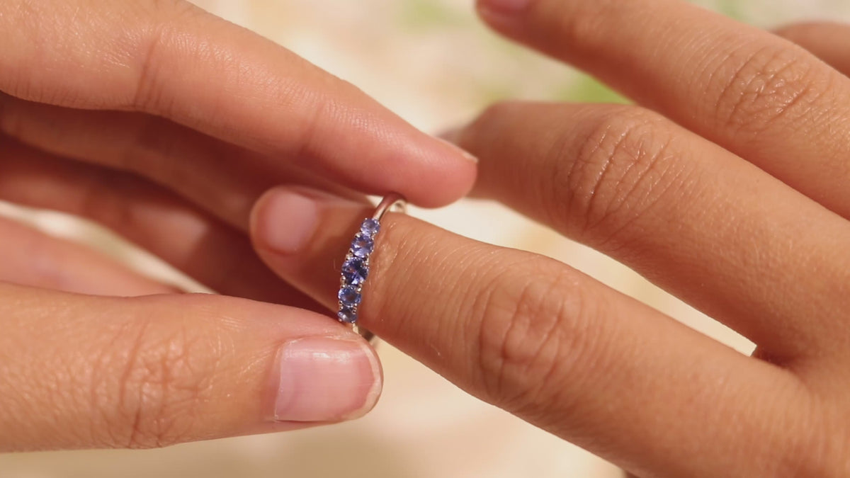 Modern Tanzanite Five Stone Ring in 925 Sterling Silver
