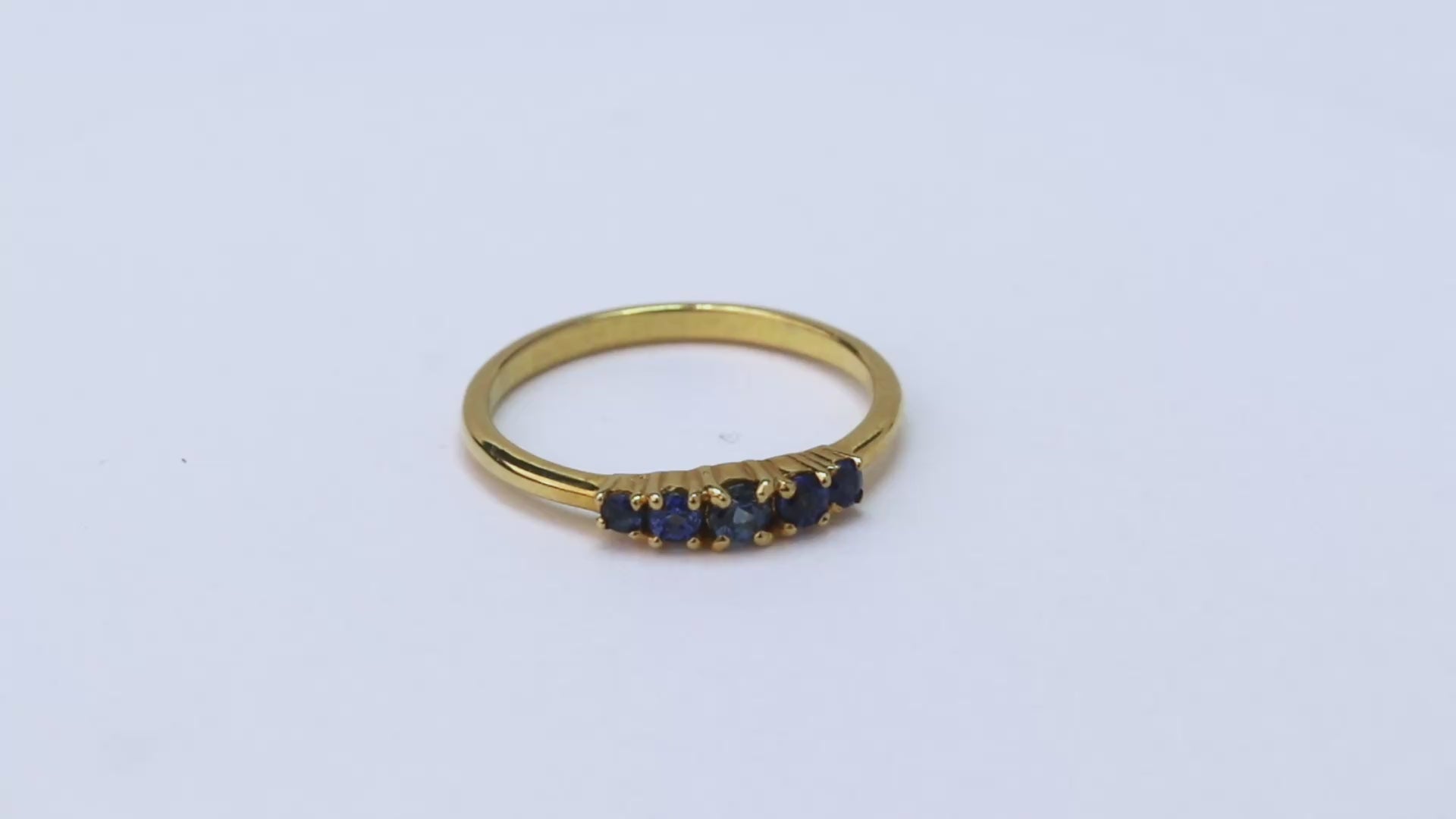 Signature – Scarlet Slim Sapphire Stone Ring – 14K Gold Plated Silver