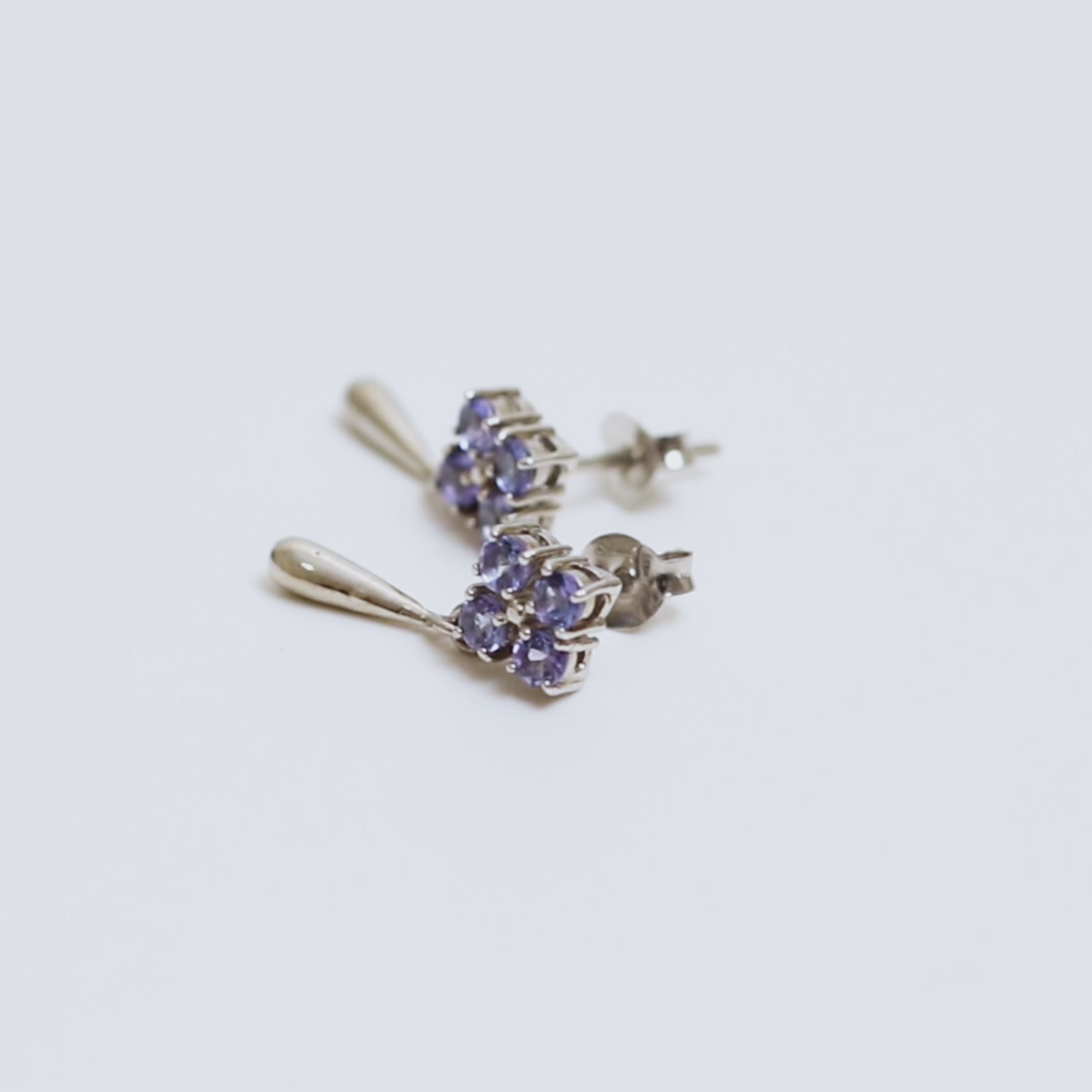 Natural Tanzanite Dangle Drop Earrings in 925 Sterling Silver
