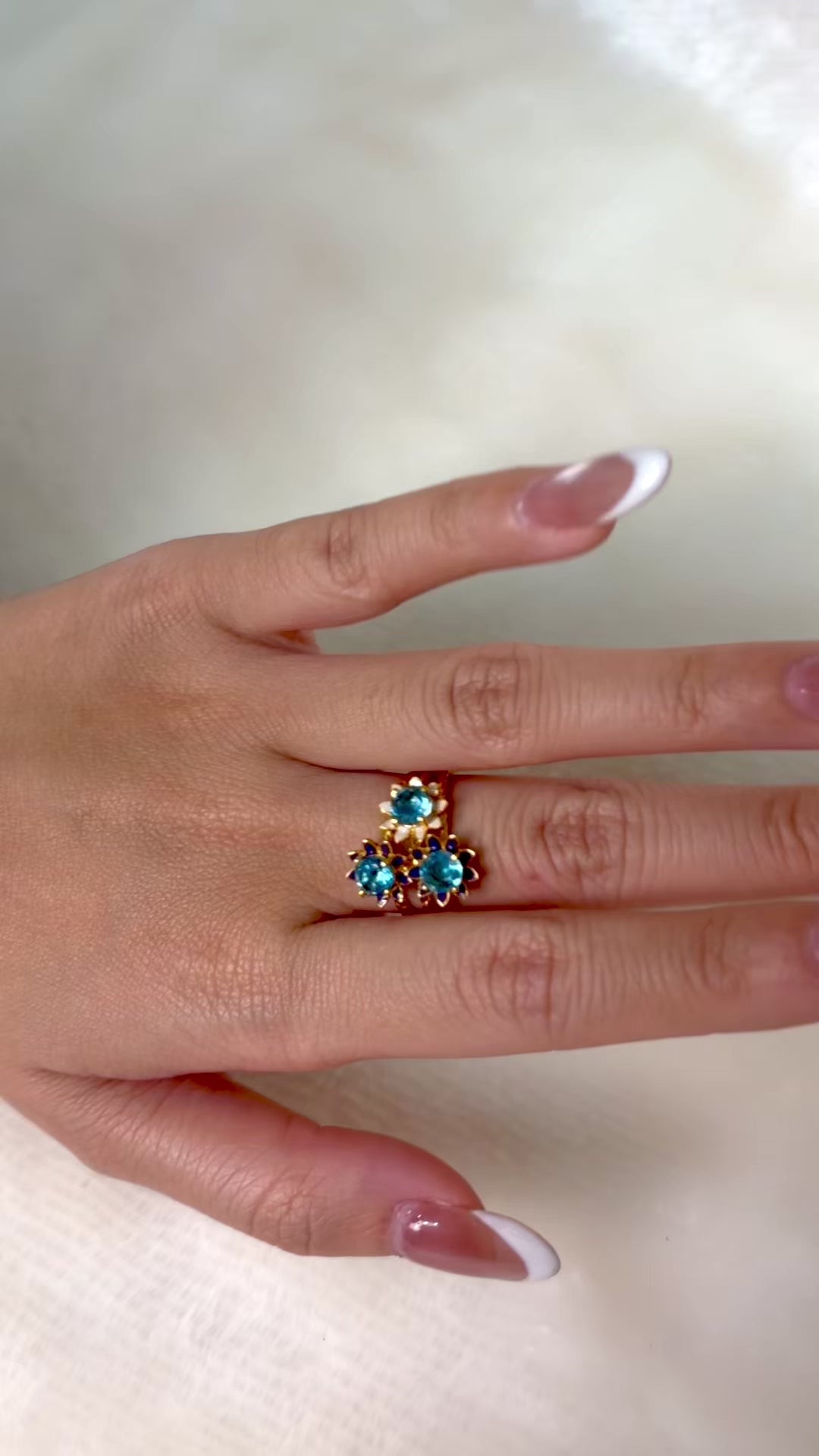 Minimalist blue topaz open ring handcrafted in Thailand