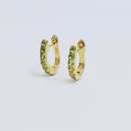 Peridot Huggie Hoop Earrings in 18K Gold