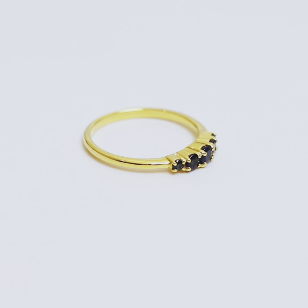 Natural Blue Sapphire Five Stone Ring in 18K Gold