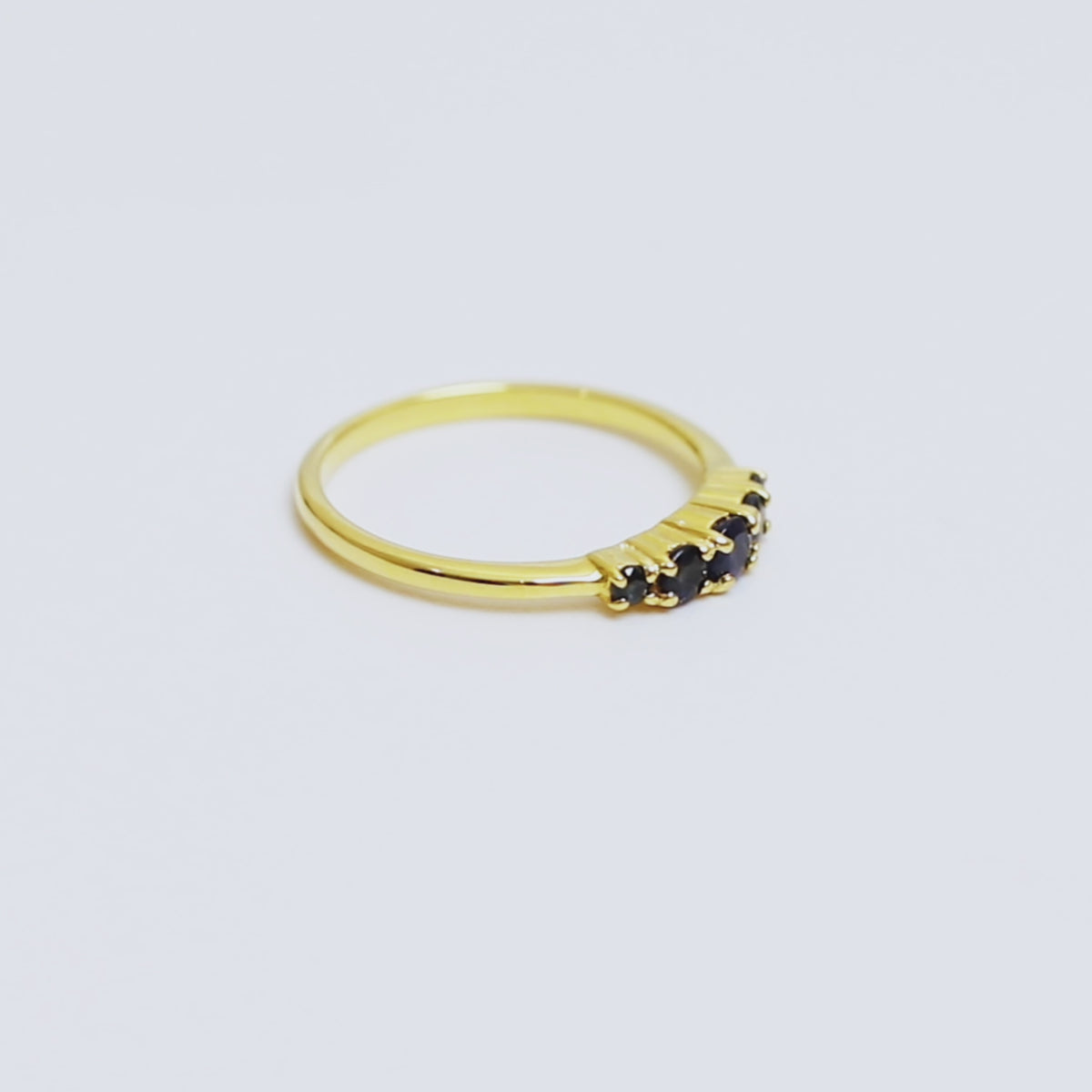 Natural Blue Sapphire Five Stone Ring in 18K Gold
