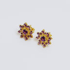 Amethyst Snowflake Stud Earrings in 18K Gold
