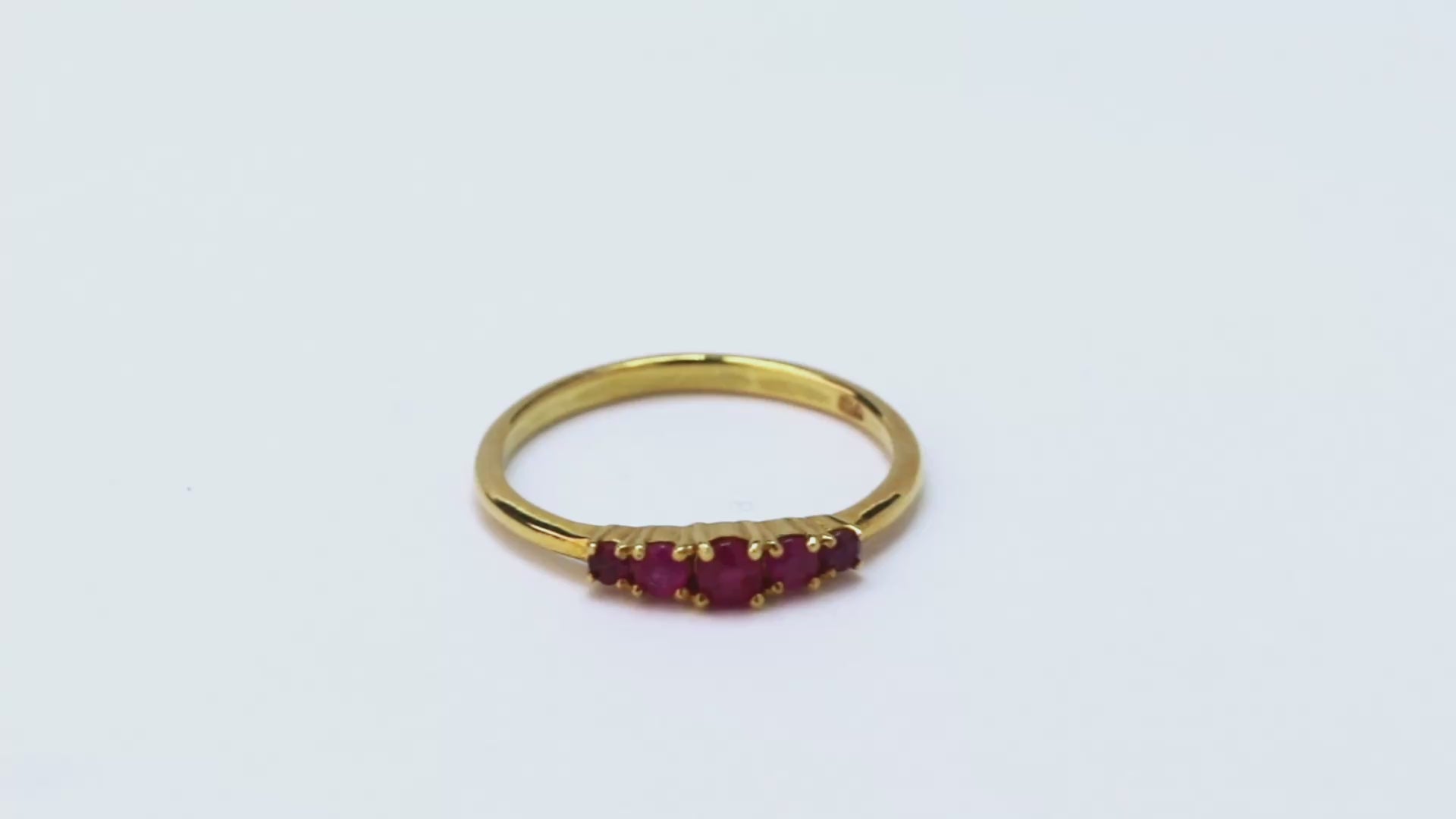 Signature – Scarlet Slim Ruby Stone Ring – 14K Gold Plated Silver