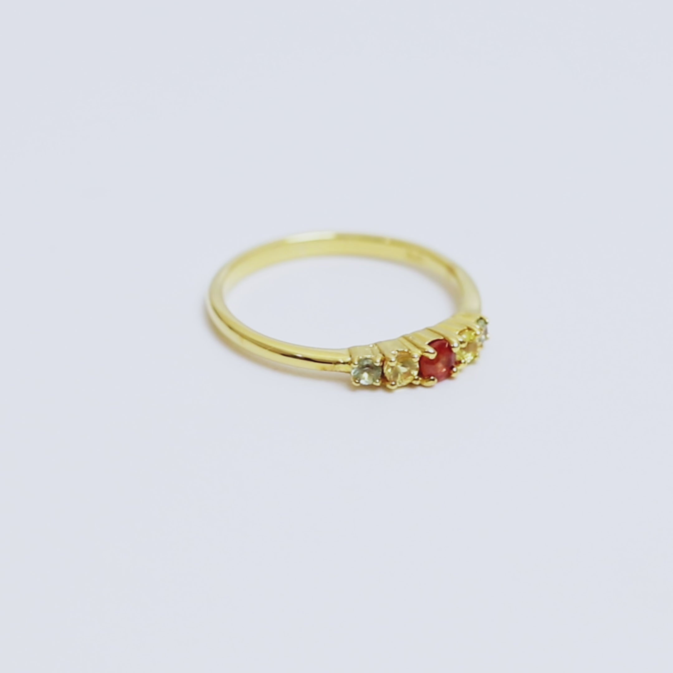 Rainbow Fancy Sapphire Five Stone Ring in 18K Gold